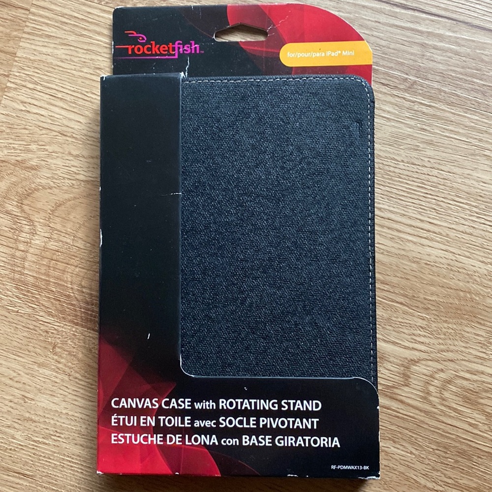 New in box black canvas case with rotating stand for iPad mini